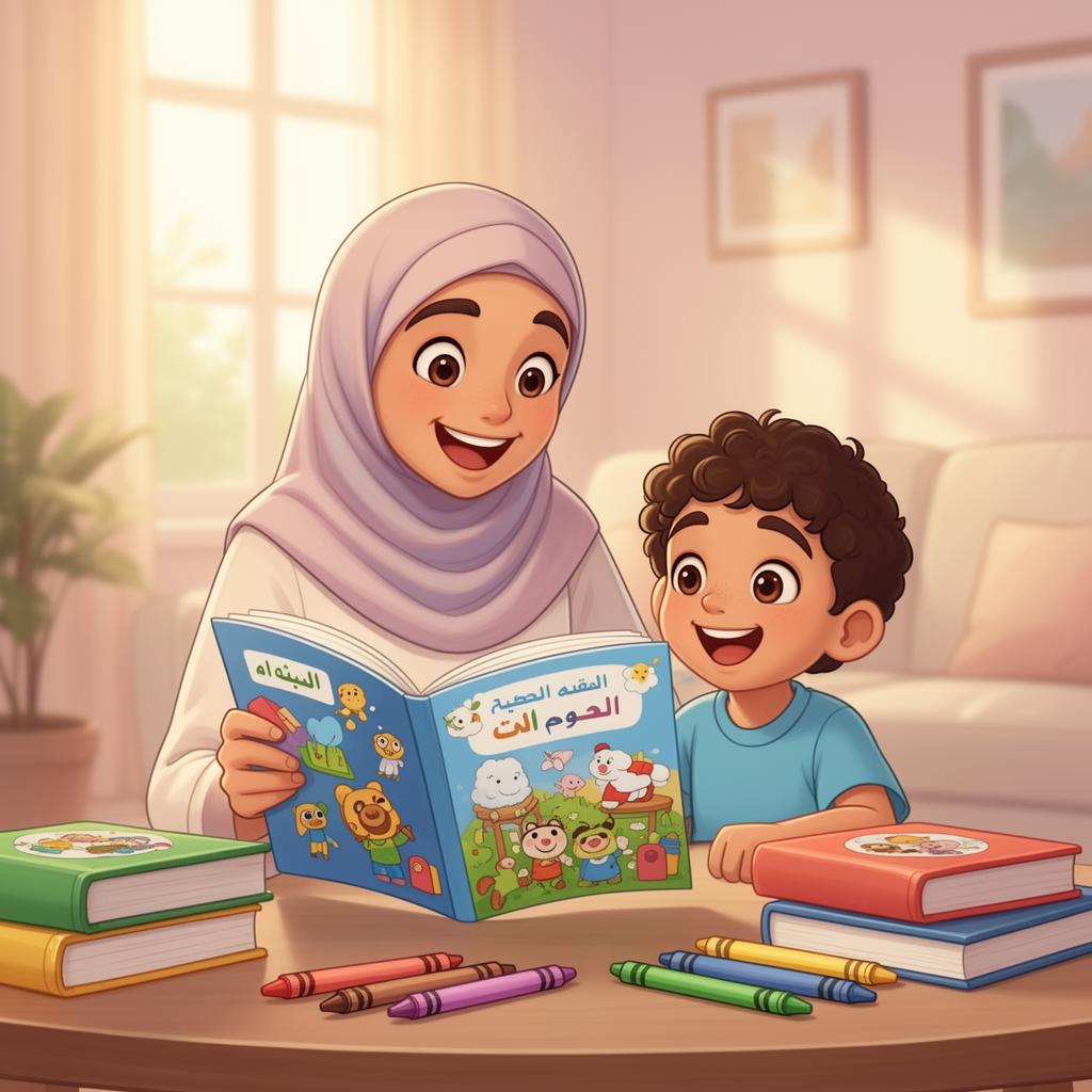 أم وطفلها يتعلّمان معاً